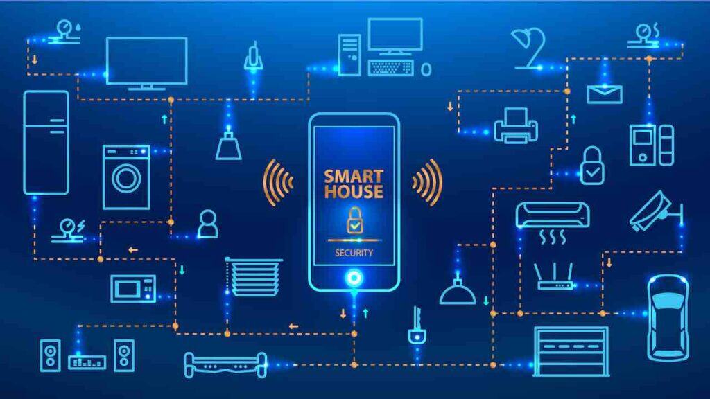 Smart home technology integration diagram showing connected devices for energy management