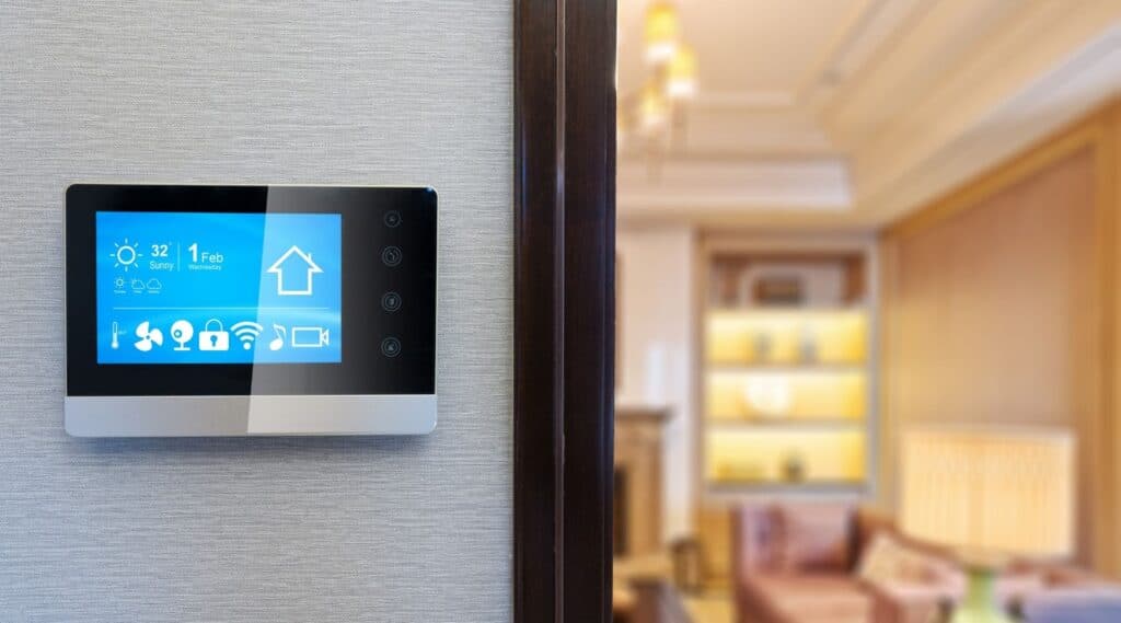 Smart home automation control panel installed in modern Australian home showing integrated technology