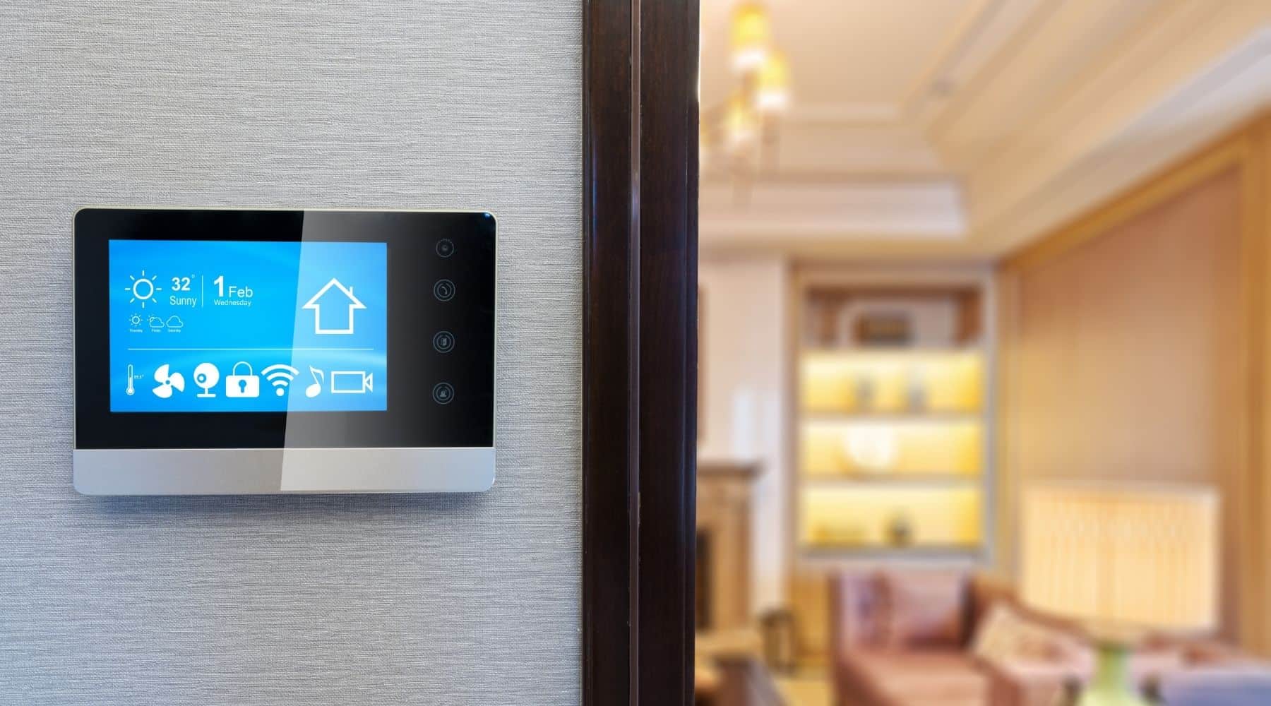Smart home automation control panel installed in modern Australian home showing integrated technology